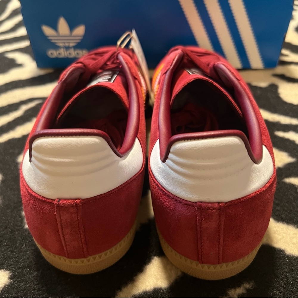 NWT Adidas Samba OG Sneakers Collegiate Burgundy Crew Yellow Men 9/Women 10 - Picture 11 of 14